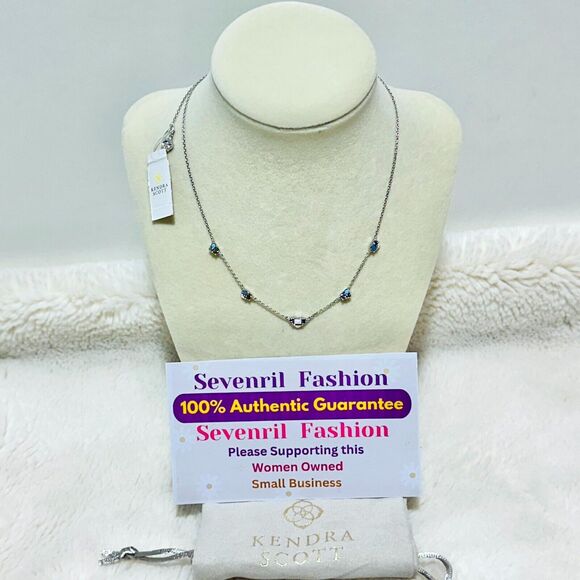 Kendra Scott Necklace Women's Silver Pastel Crystal Adjustable Chain 19" NWT $75 - Picture 2 of 10